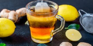 Ginger root tea with lemon